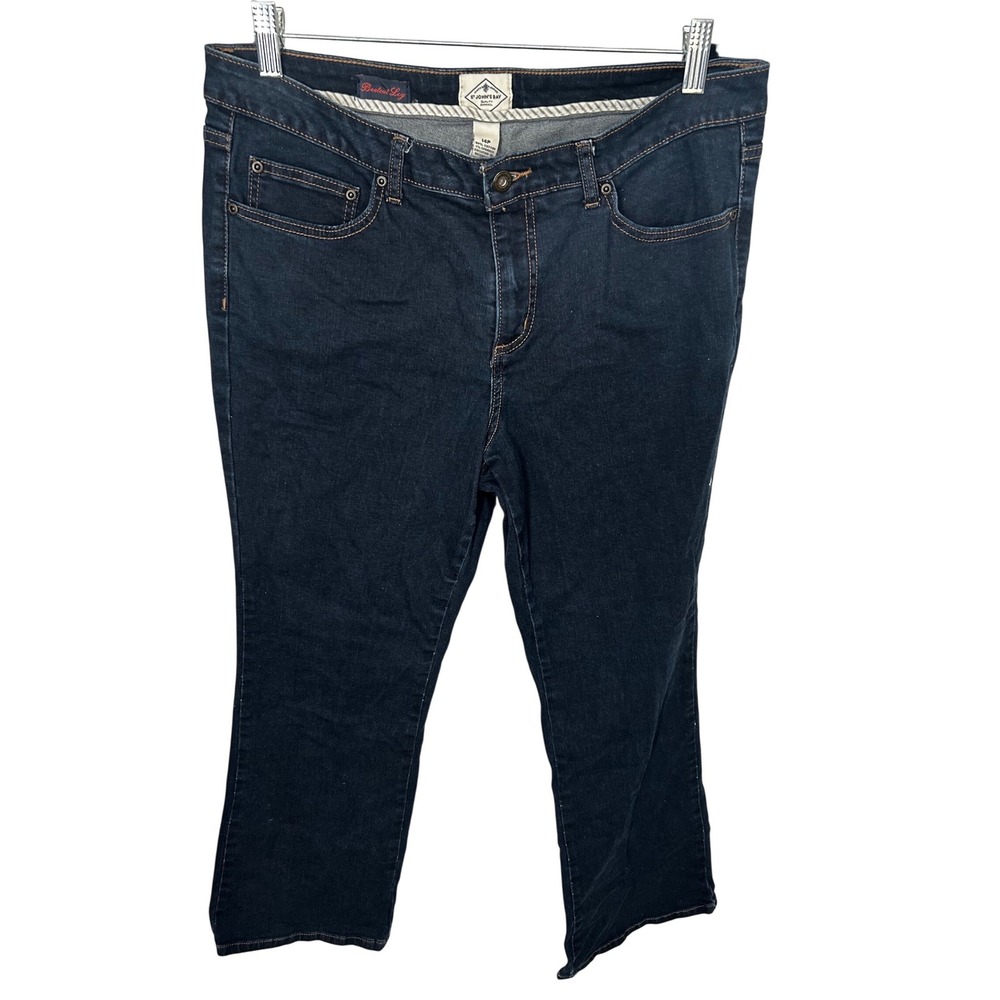 St.‎ John's Bay Bootcut Leg Dark Blue Stretch Jeans Button Zip Women's Size 14P